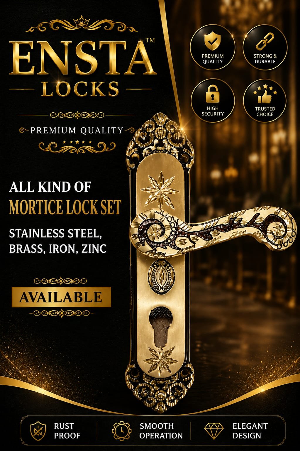 Brass full body mortice lock